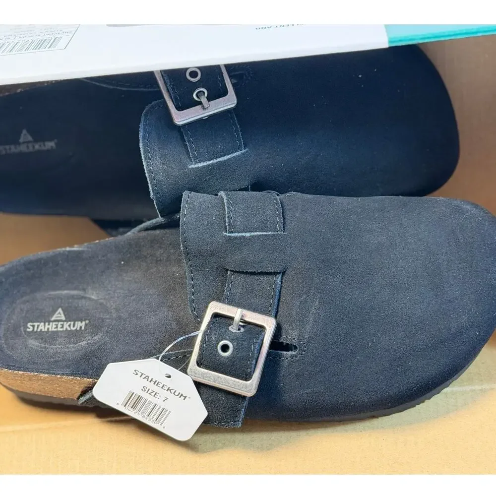 Staheekum Women’s Buckle Slip-On Clogs Black Size 7 New with Tags